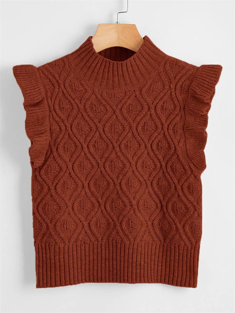 SLEEVELESS SOLID SWEATER WITH LOOSE TEMPERAMENT