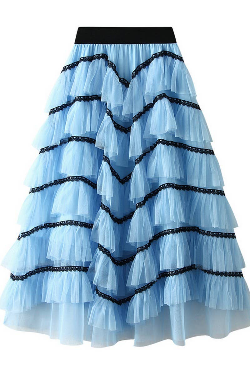 CWBLS0523_LAYERED TULLE CAKE SKIRT WITH FLOWY A-LINE SHAPE