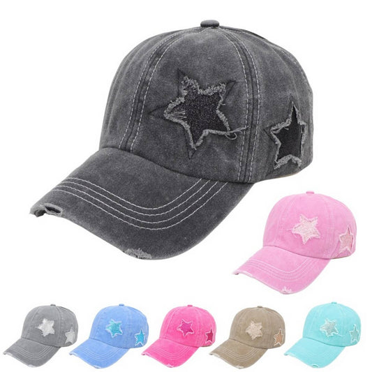 Women's Star Sequin Baseball Cap,  Sun Hat CWAH1126