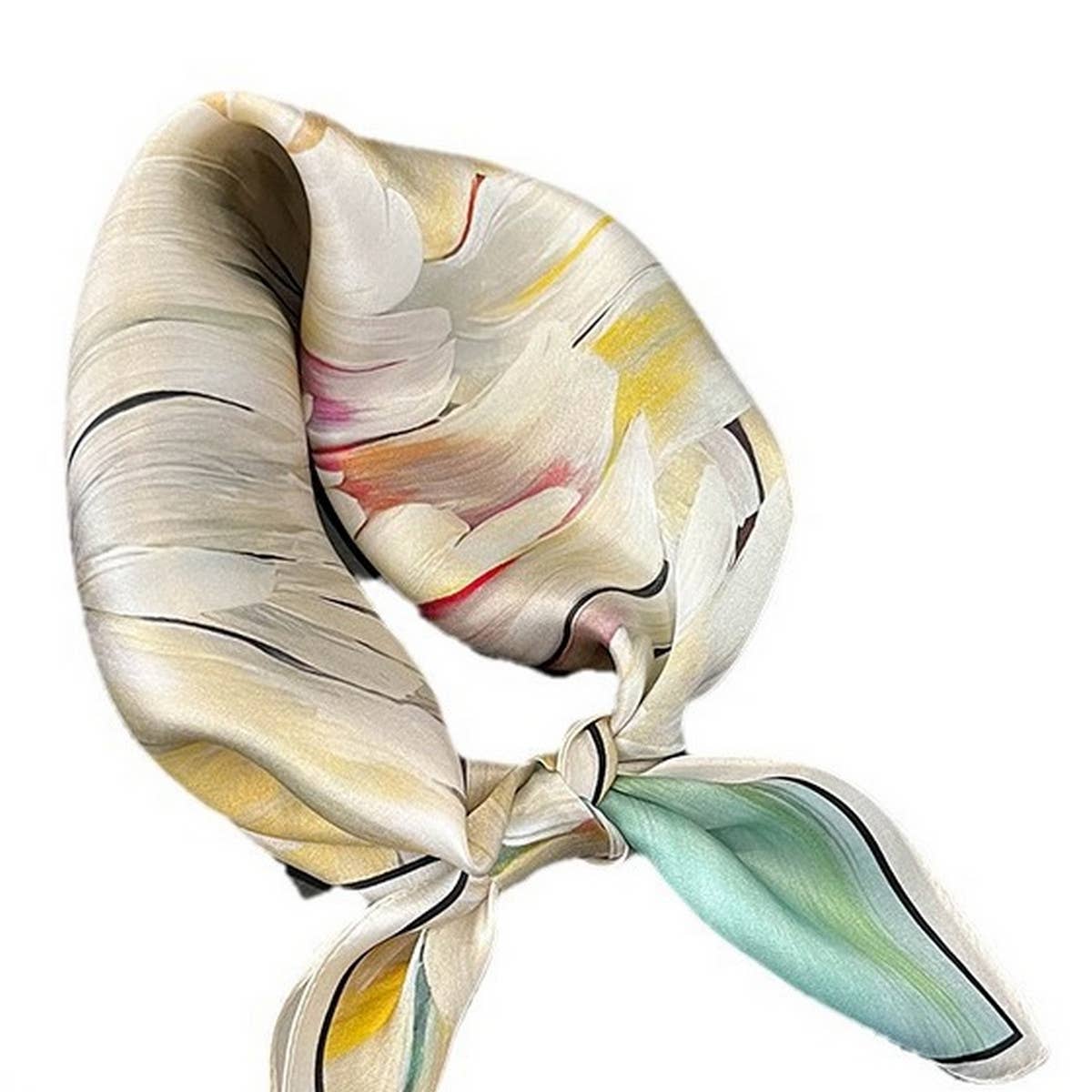 100% Silk Camellia Print Twill Scarf for Women_CWASC0539