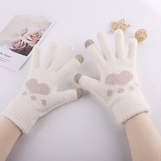 WINTER CUTE CAT CLAW PLUSH TOUCH SCREEN GLOVES_CWAG0231