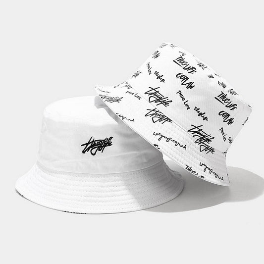 DOUBLE-SIDED LETTER EMBROIDERED BUCKET HAT_CWAH1640