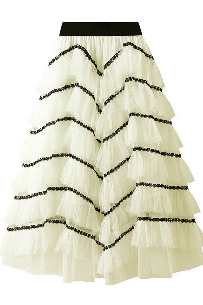 CWBLS0523_LAYERED TULLE CAKE SKIRT WITH FLOWY A-LINE SHAPE
