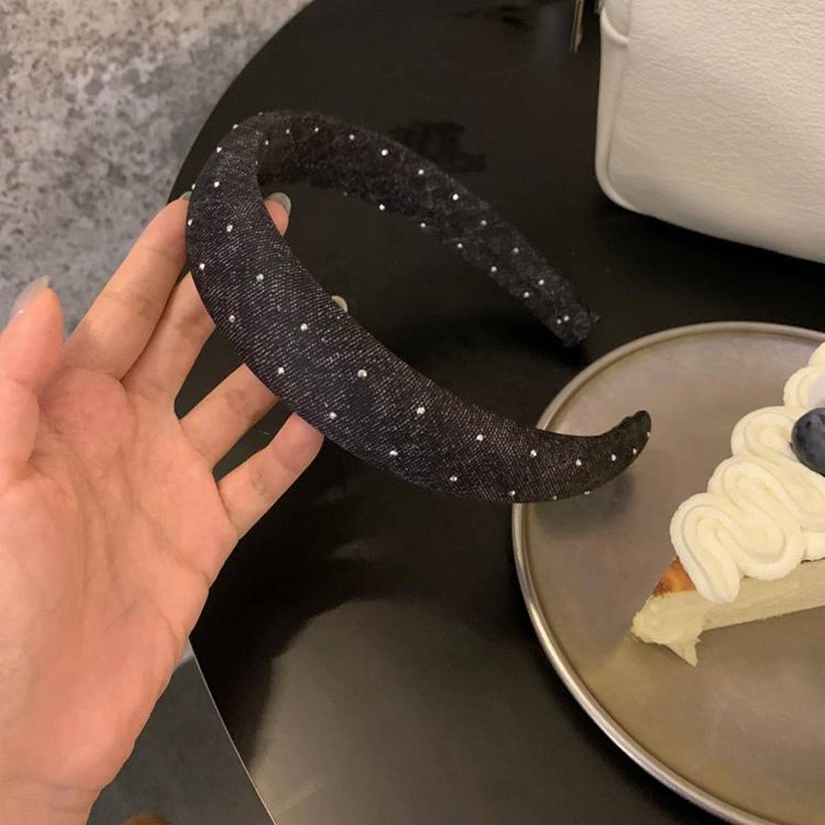 DIAMOND DENIM WIDE BRIM VERSATILE HEADBAND