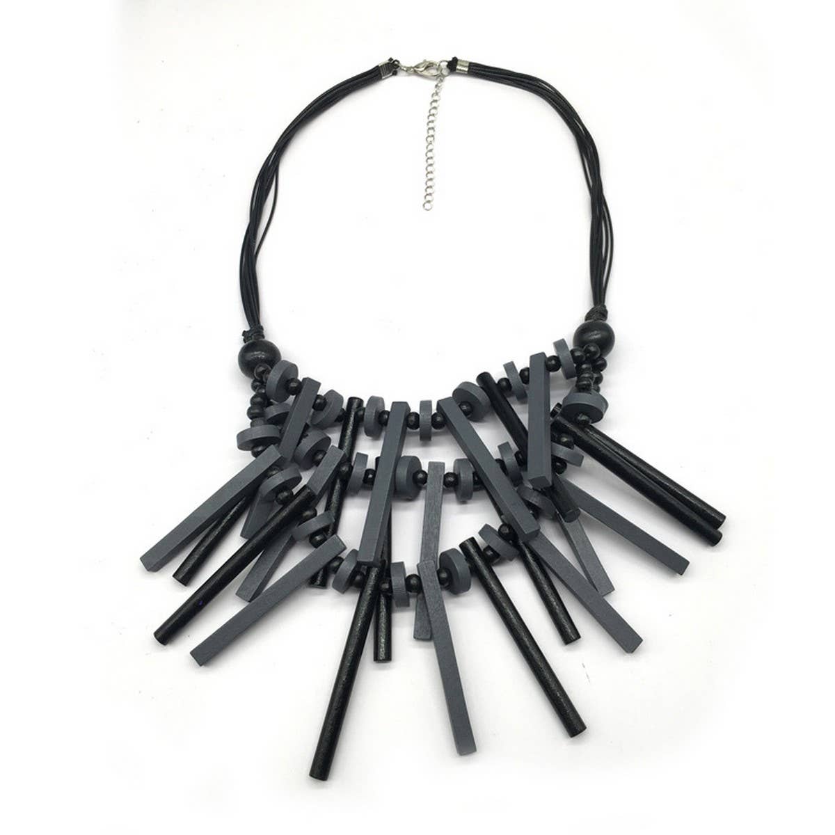 BOHEMIAN MULTI-LAYERED WOODEN BEADS NECKLACE_CWMM4560