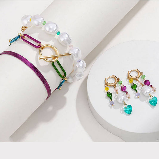 FASHIONABLE TASSEL EARRINGS AND STACKING BRACELETS