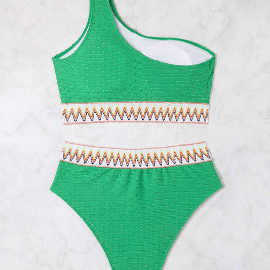 SEXY STRIPED PLUS SIZE SPLIT BIKINI SWIMSUIT