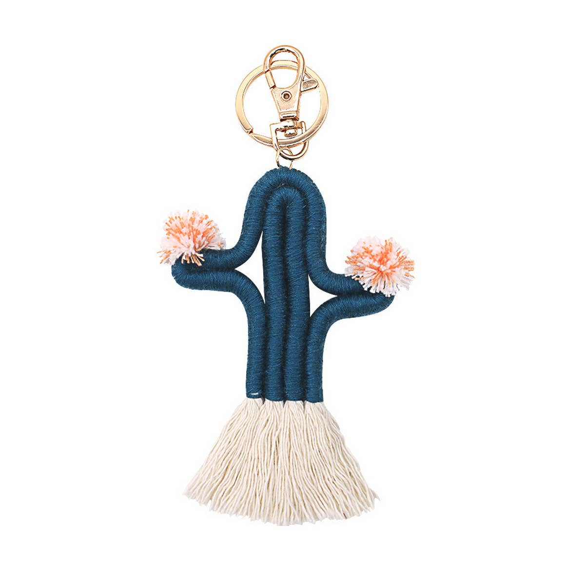 HAND-WOVEN CACTUS FUR BALL KEYCHAIN