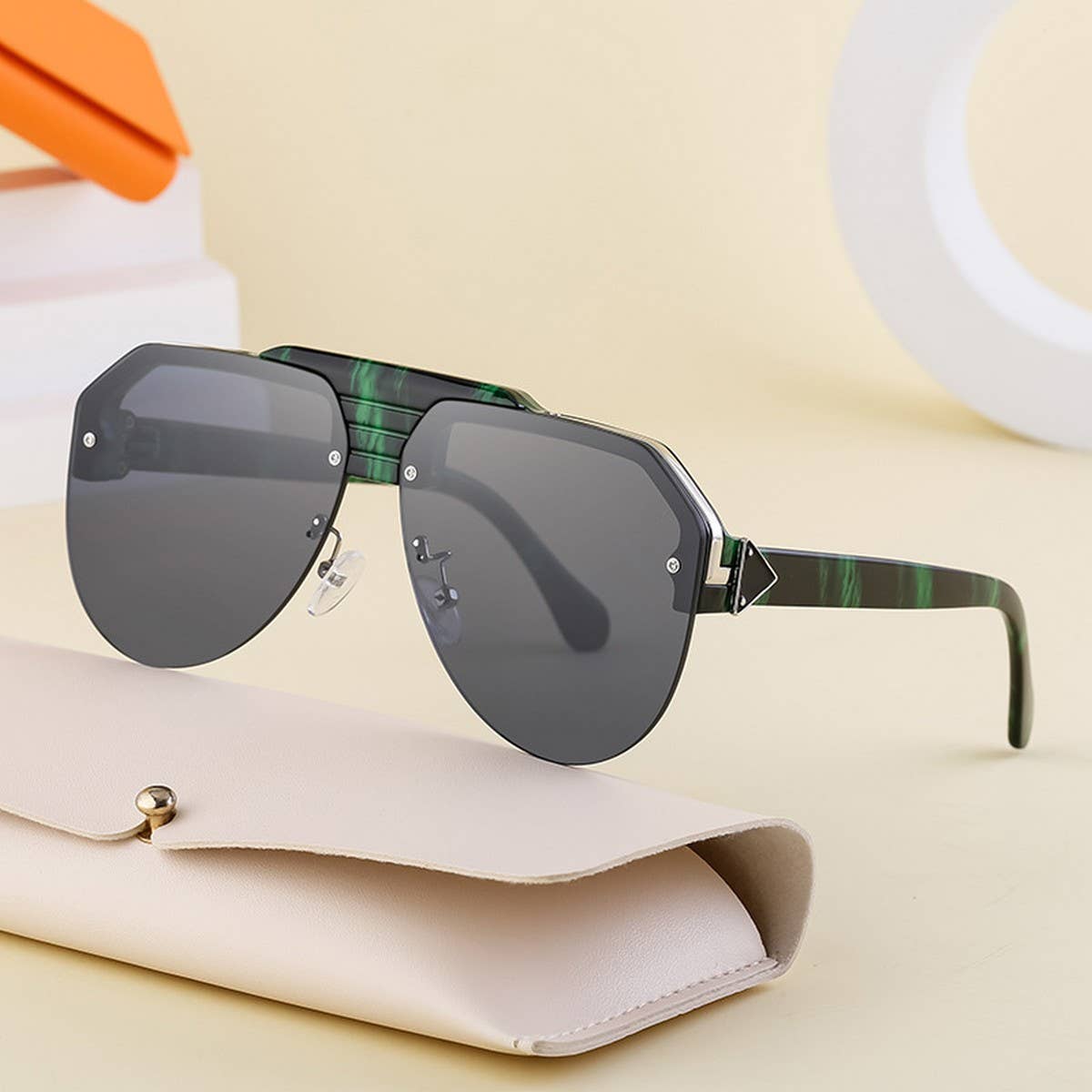 FASHION HALF-FRAME TOAD ANTI-ULTRAVIOLET SUNGLASSES_CWASG073