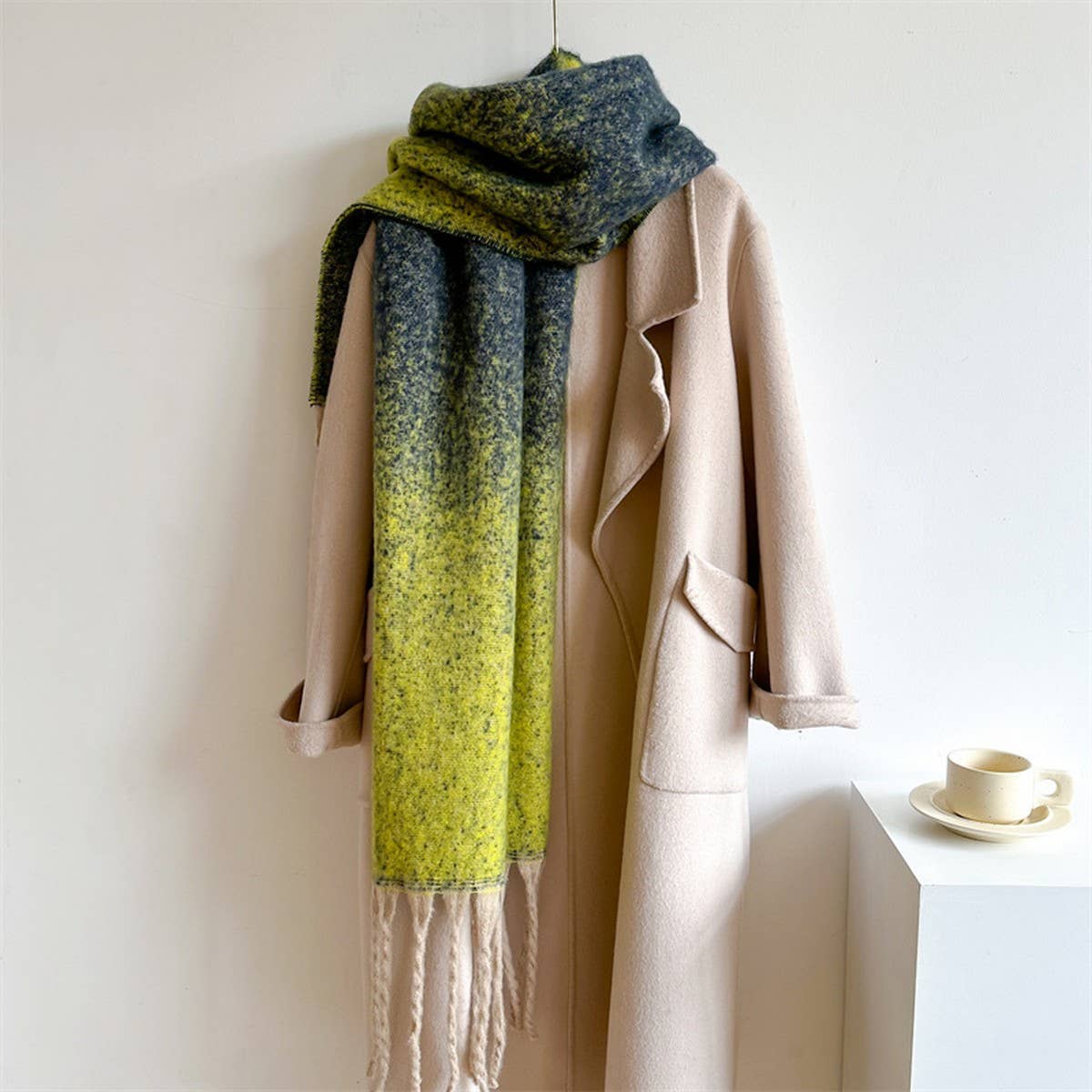 Thick Ombre Scarf Cashmere Touch Winter Shawl