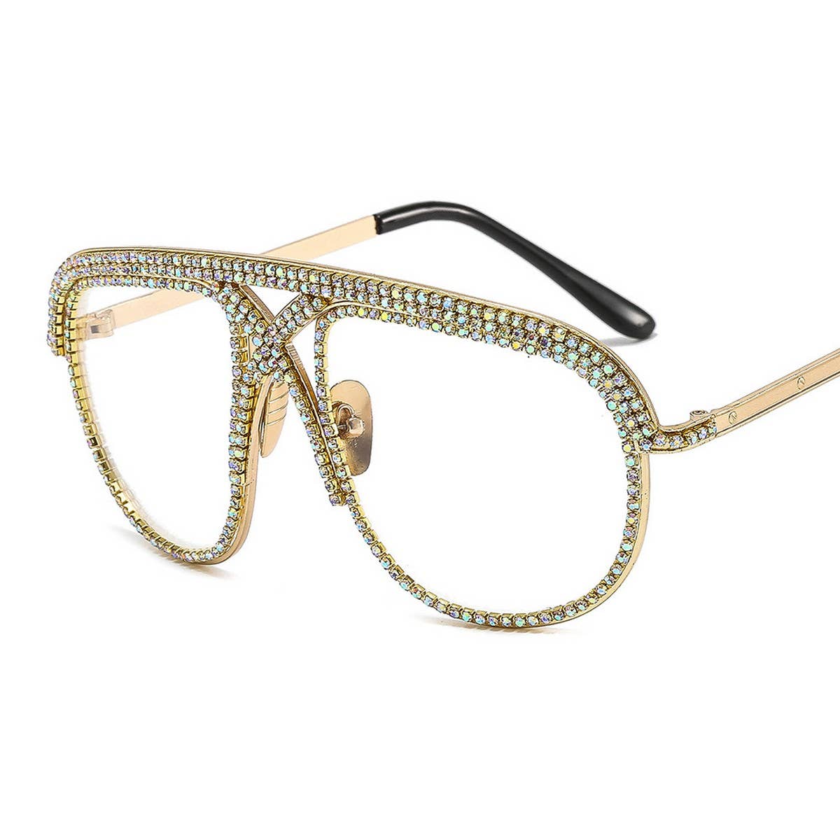 LARGEFRAME COLORFUL DIAMOND-STUDDED TOADSUNGLASSES