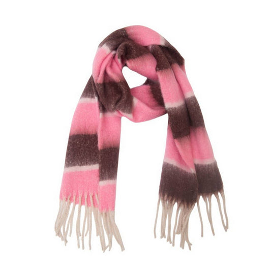 Chunky Fringe Stripe Scarf ?  Winter Yarn Wrap