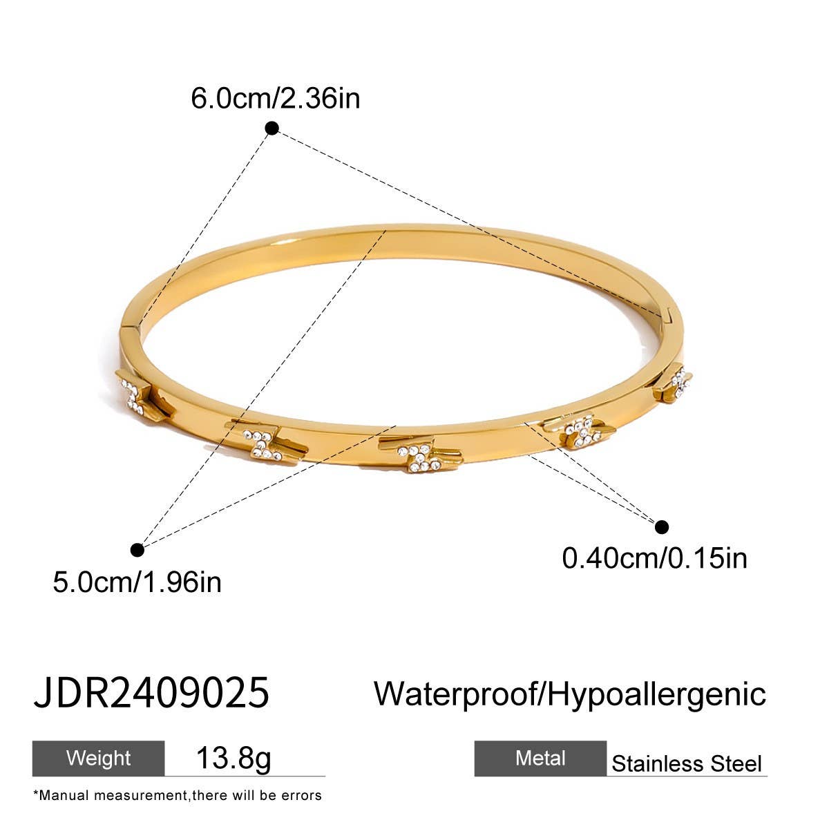 Luxury Zircon Clasp Bracelet in Stainless Steel