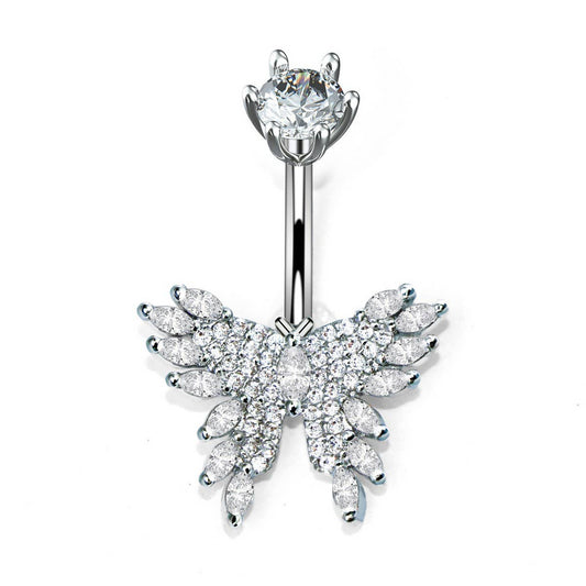 New CZ Butterfly Stainless Steel Navel Ring