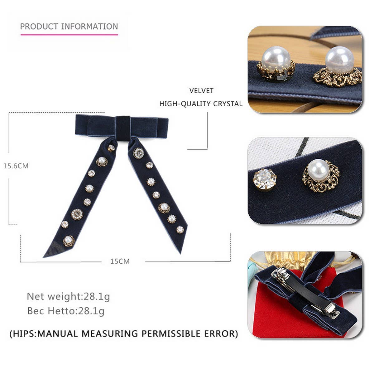 HANDMADE LONG RIBBON VELVET BOW HAIRPIN HEADDRESS