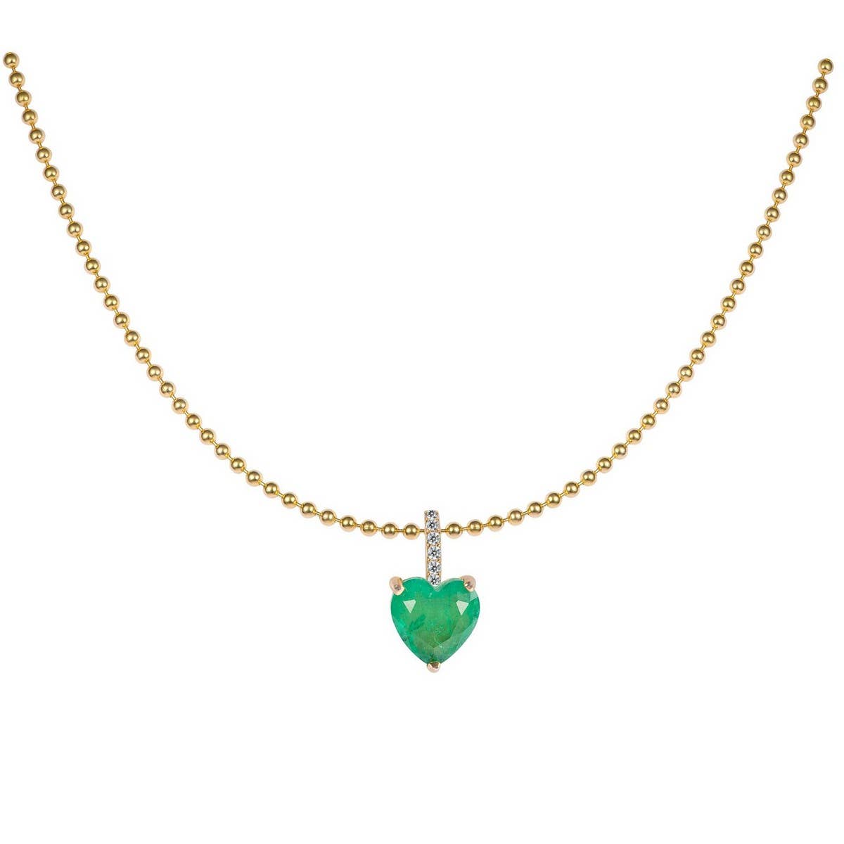 Fashionable Emerald Zirconia Bead Necklace