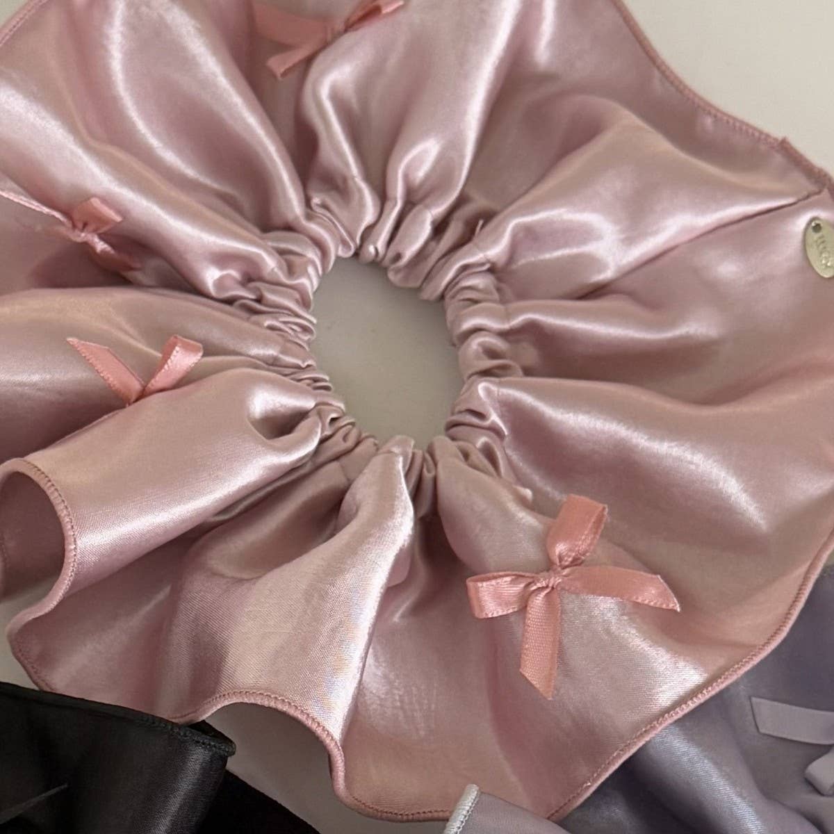 Ballet Satin Bow Scrunchie Elegant Hair Tie_CWAHA5508