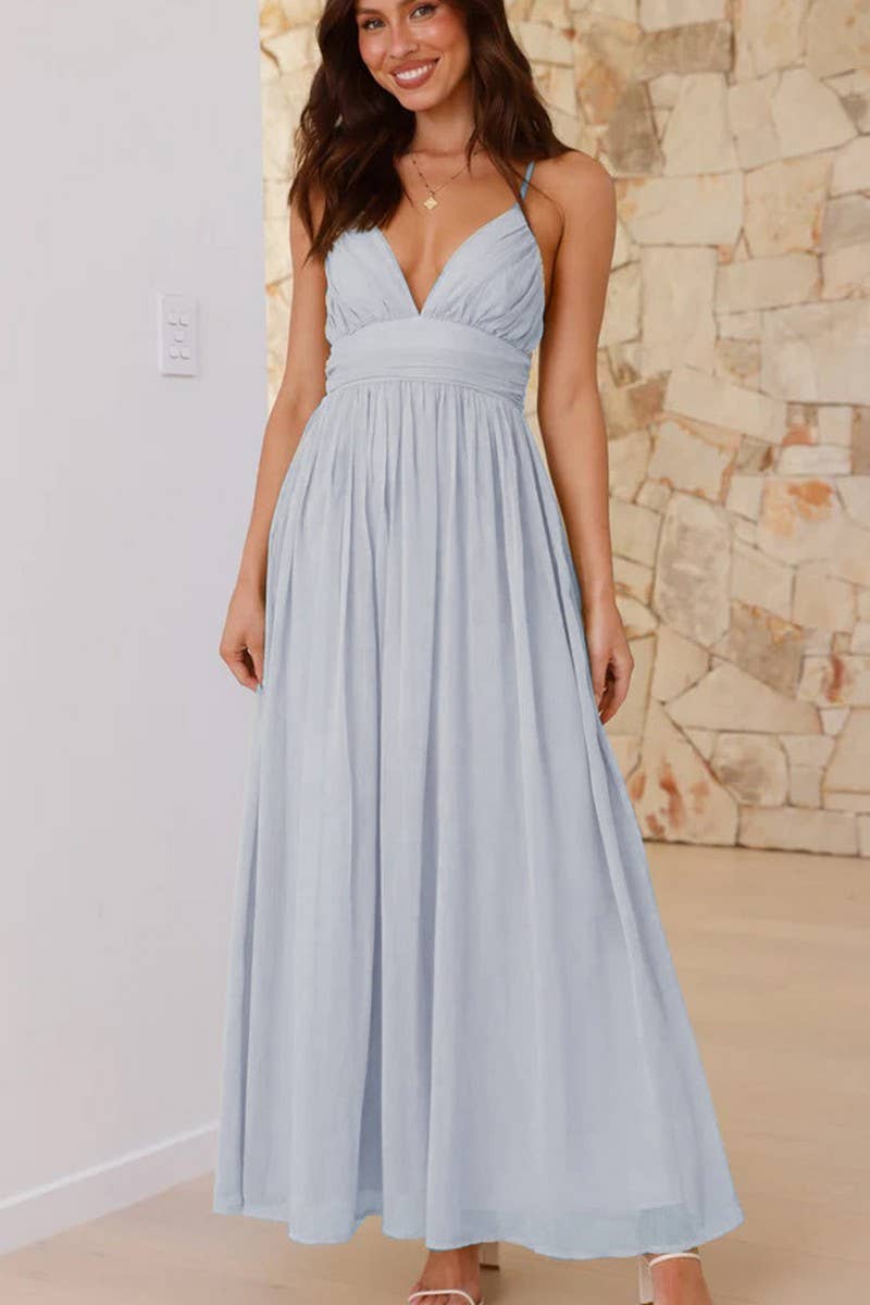 CWDMD5667_BACK TIE WAIST SLIM CHIFFON SLIP MAXI DRESS
