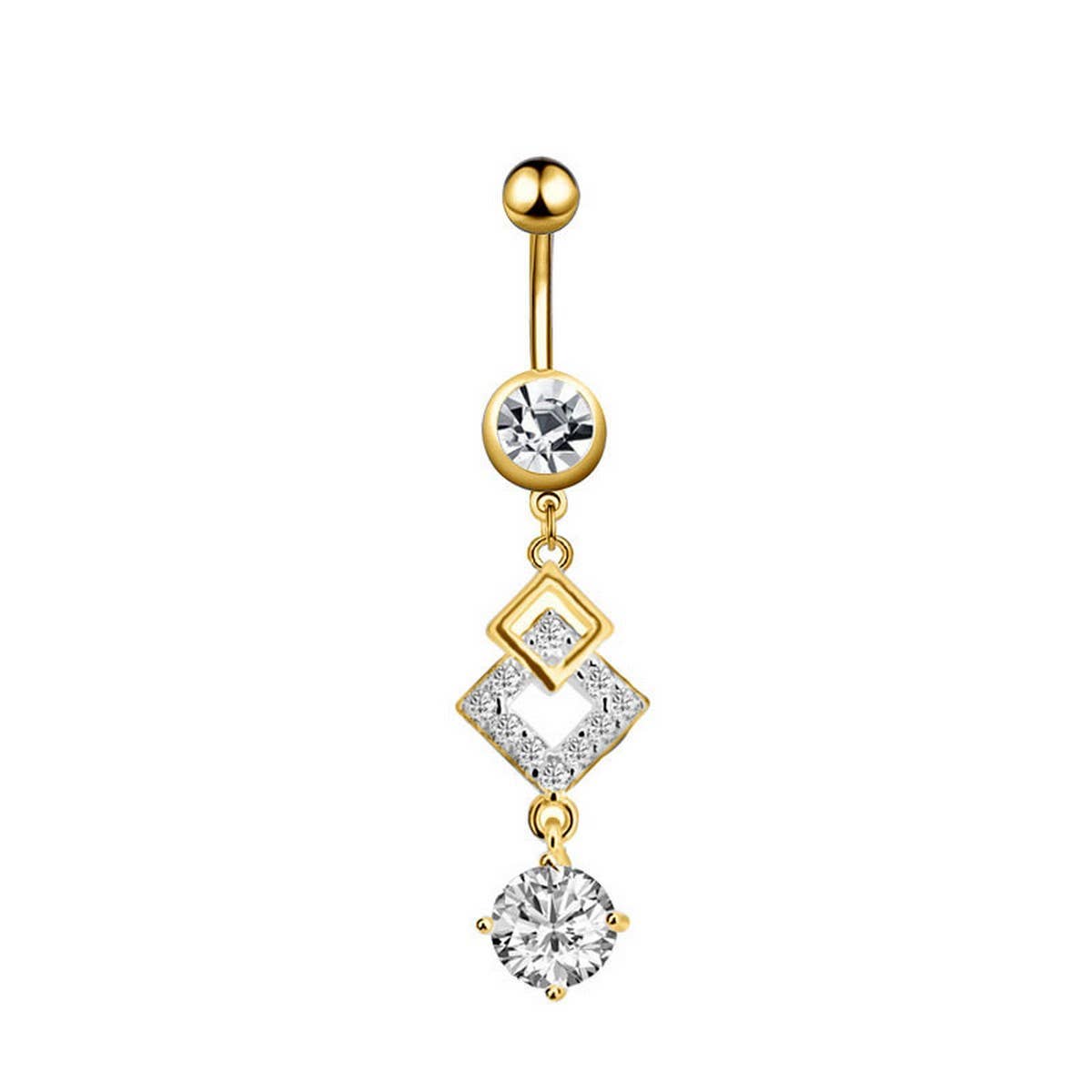 Rhombus CZ Belly Button Ring Piercing Jewelry