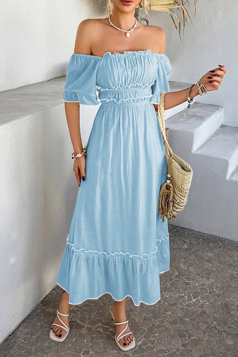 CWDMD5355_SUMMER BOHEMIAN CASUAL HOLIDAY CONTRAST DRESS