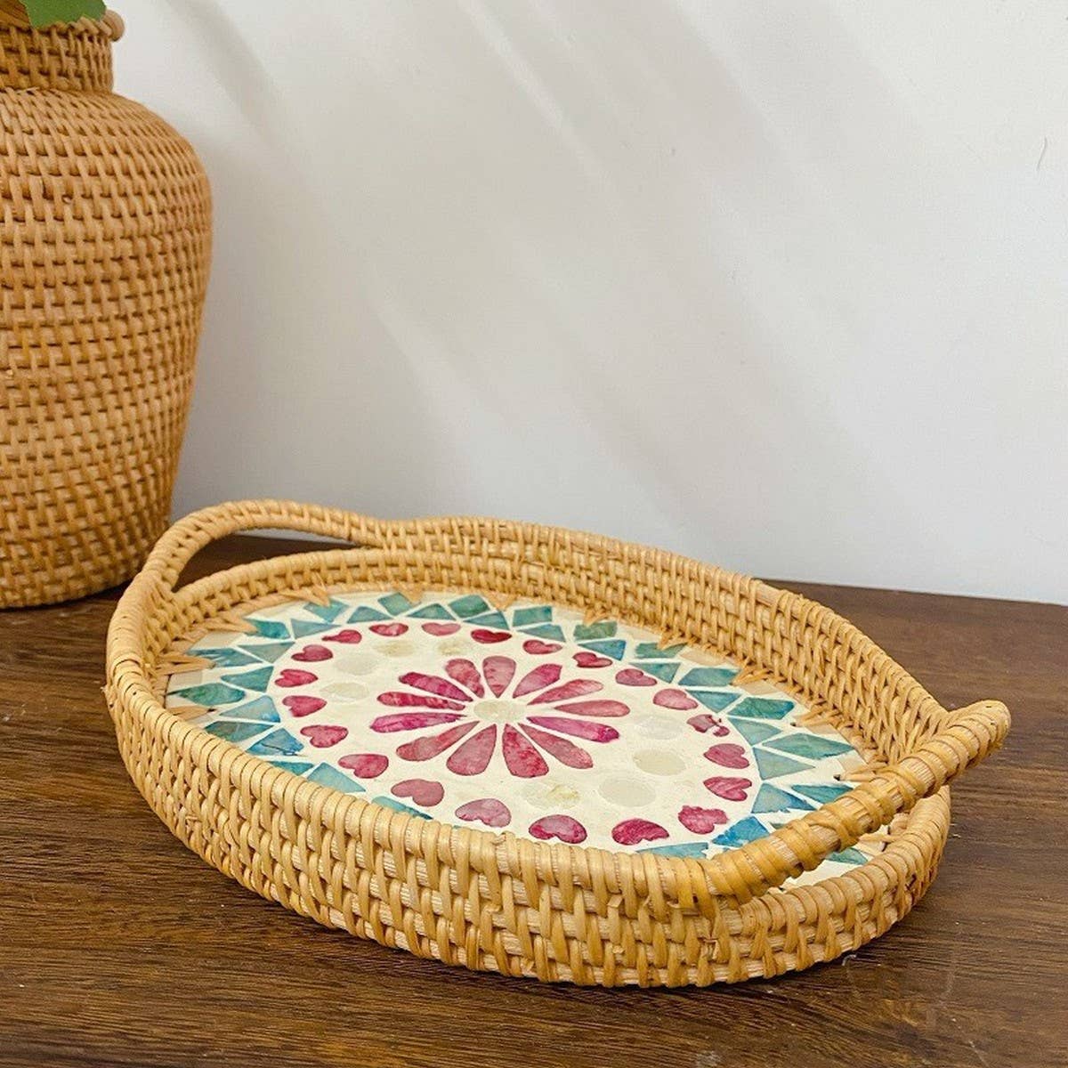 RATTAN DESKTOP LIGHT LUXURY SHELL TRAY STORAGE TRAY_CWMM4538