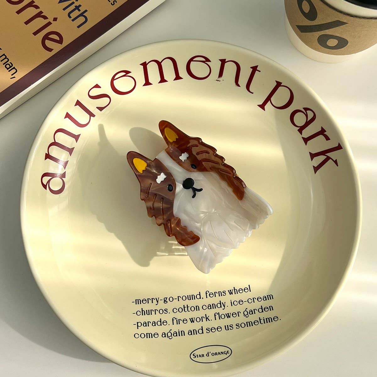 Cute Dog Acetate Hair Claw ? Cartoon Collie Clip