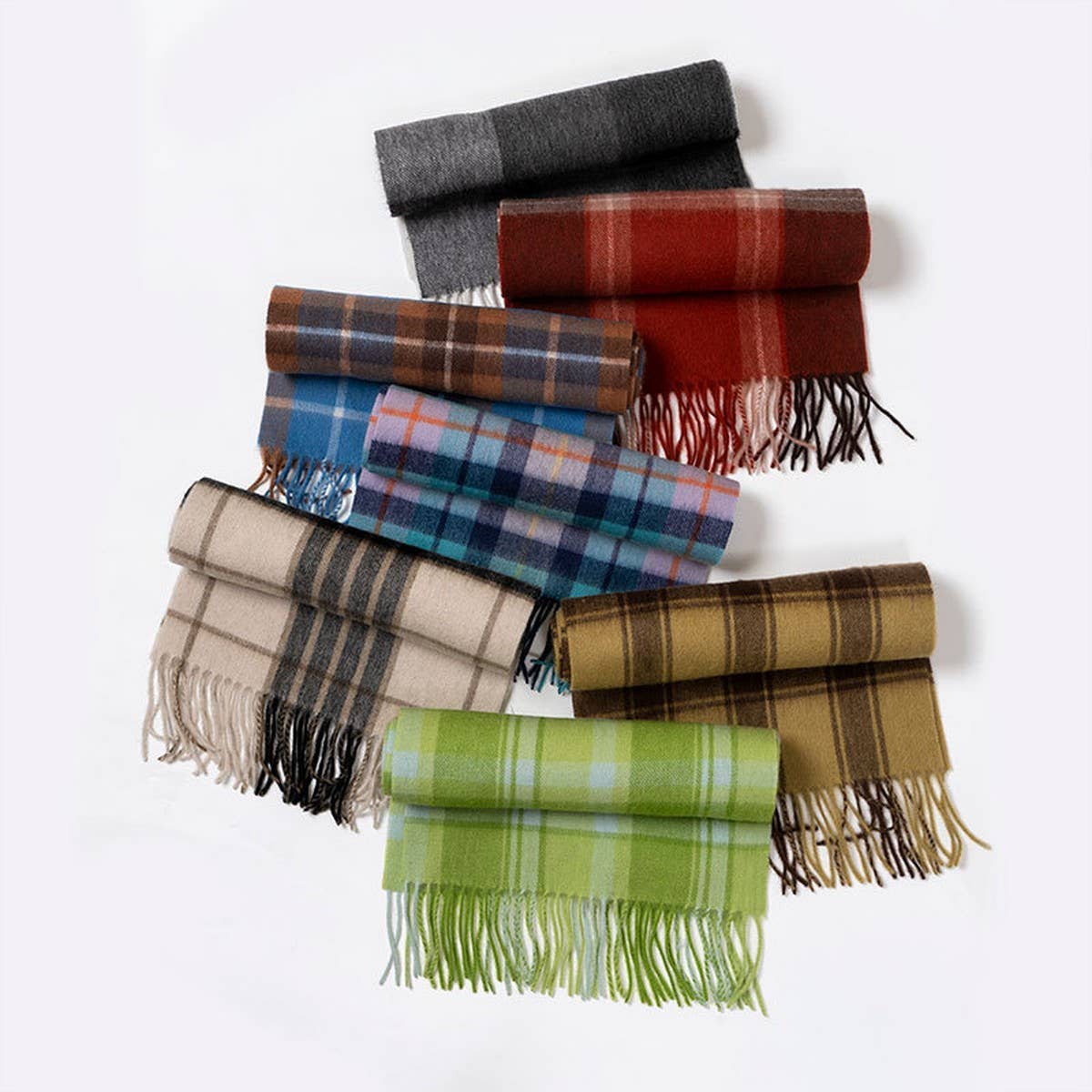 100% Wool Plaid Scarf - Unisex Warm Winter Wrap_CWASC2346