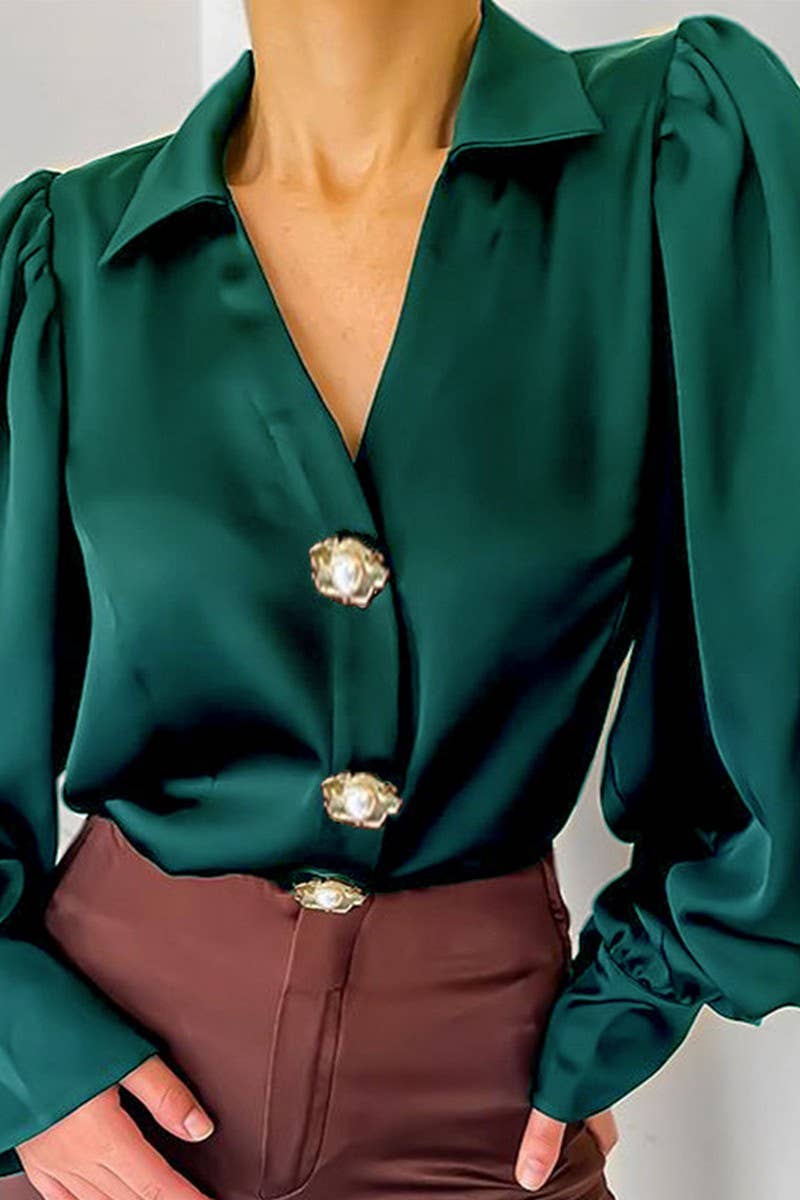 LANTERN SLEEVE LOOSE FITTING SHIRT_CWTSTL0742