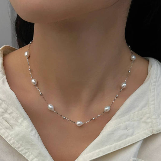 Elegant freshwater pearl starry sky necklace