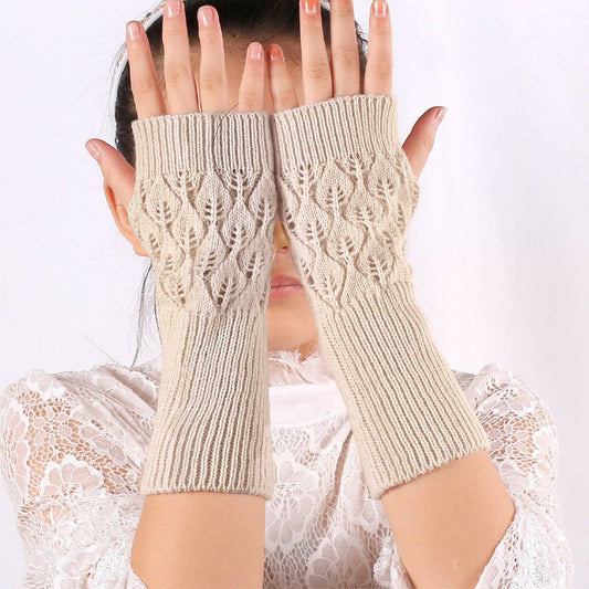 KNITTED HOLLOW OUT LONG OPEN TOE GLOVES_CWAG0037