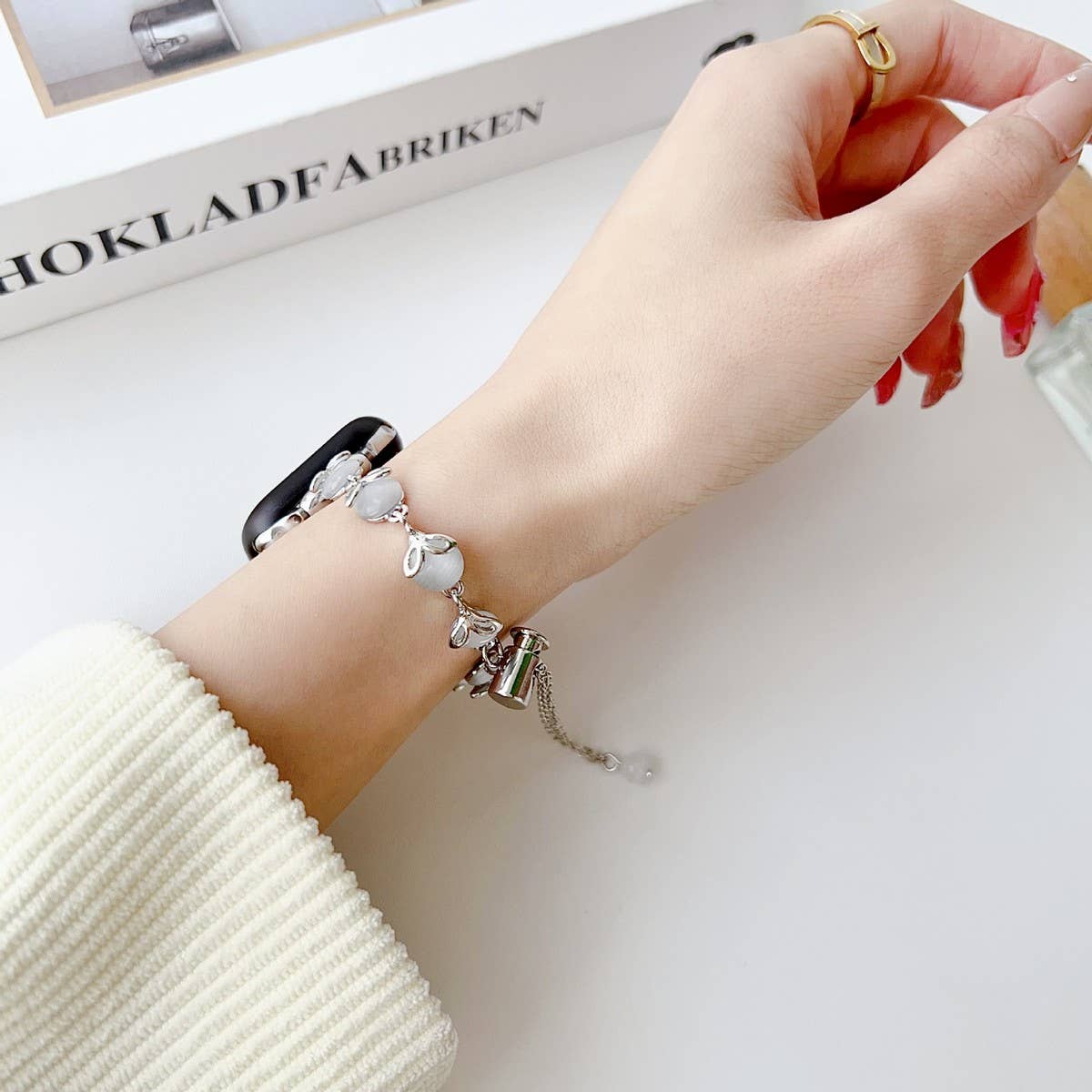 APPLE WATCH 9 CAT'S EYE METAL BRACELET STRAP_CWWW0064