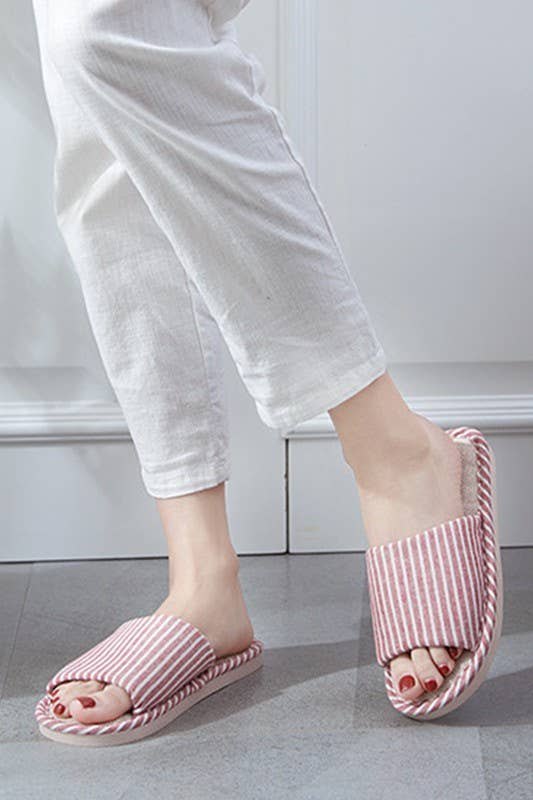 VERTICAL STRIPE COMFY HOME SHOES INDOOR SLIPPERS