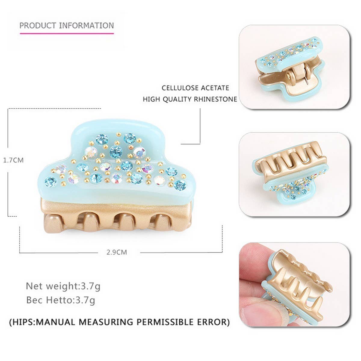 ACETATE DIAMOND MINI HAIR CLIP HAIR ACCESSORIES_CWAHA4241