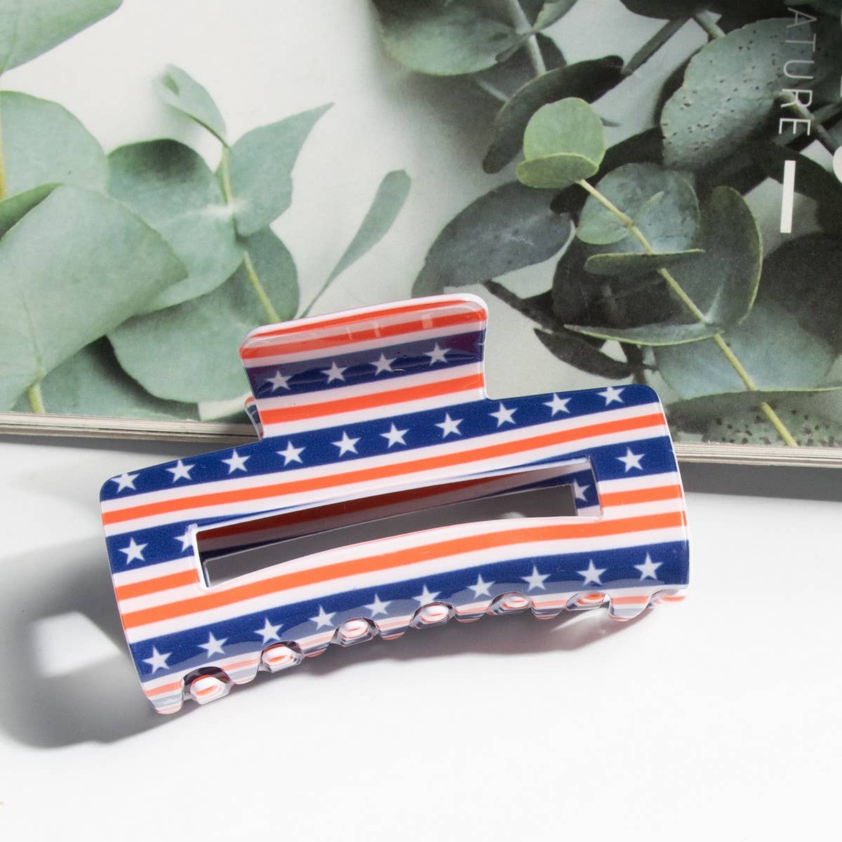 Independence Day Flag Hair Claw PVC Rectangle Clip_CWAHA1263
