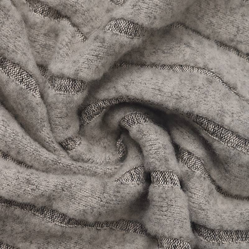 SOLID COLOR WOOLEN PIT STRIP HOODIE FOR WOMEN