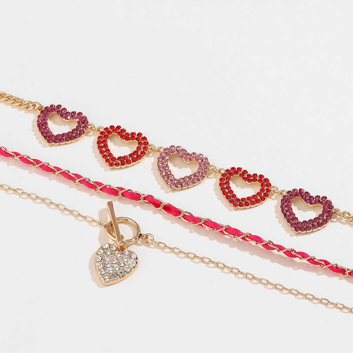 NEW LOVE PEACH STACKING NECKLACE SET FOR WOMEN