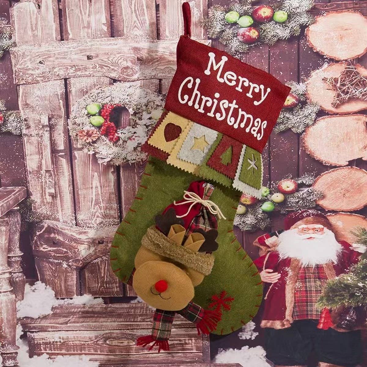 SEQUINED 3D SANTA CLAUS CHRISTMAS STOCKINGS