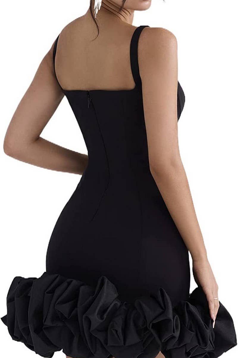 CWDSD6659_SEXY RUFFLED SHORT SUSPENDER PARTY DRESS