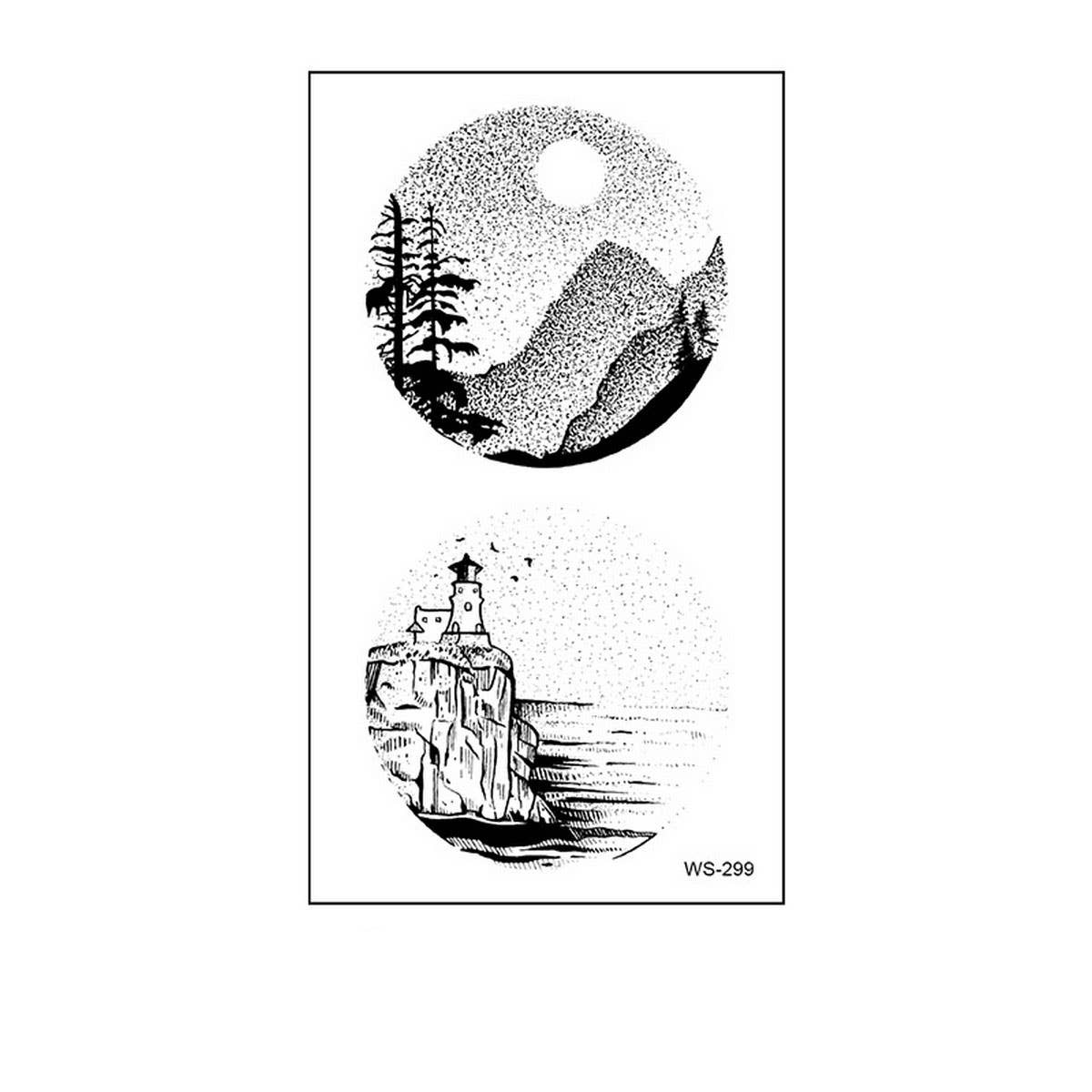 Minimalist Nature Tattoo Stickers ? Whale & Forest