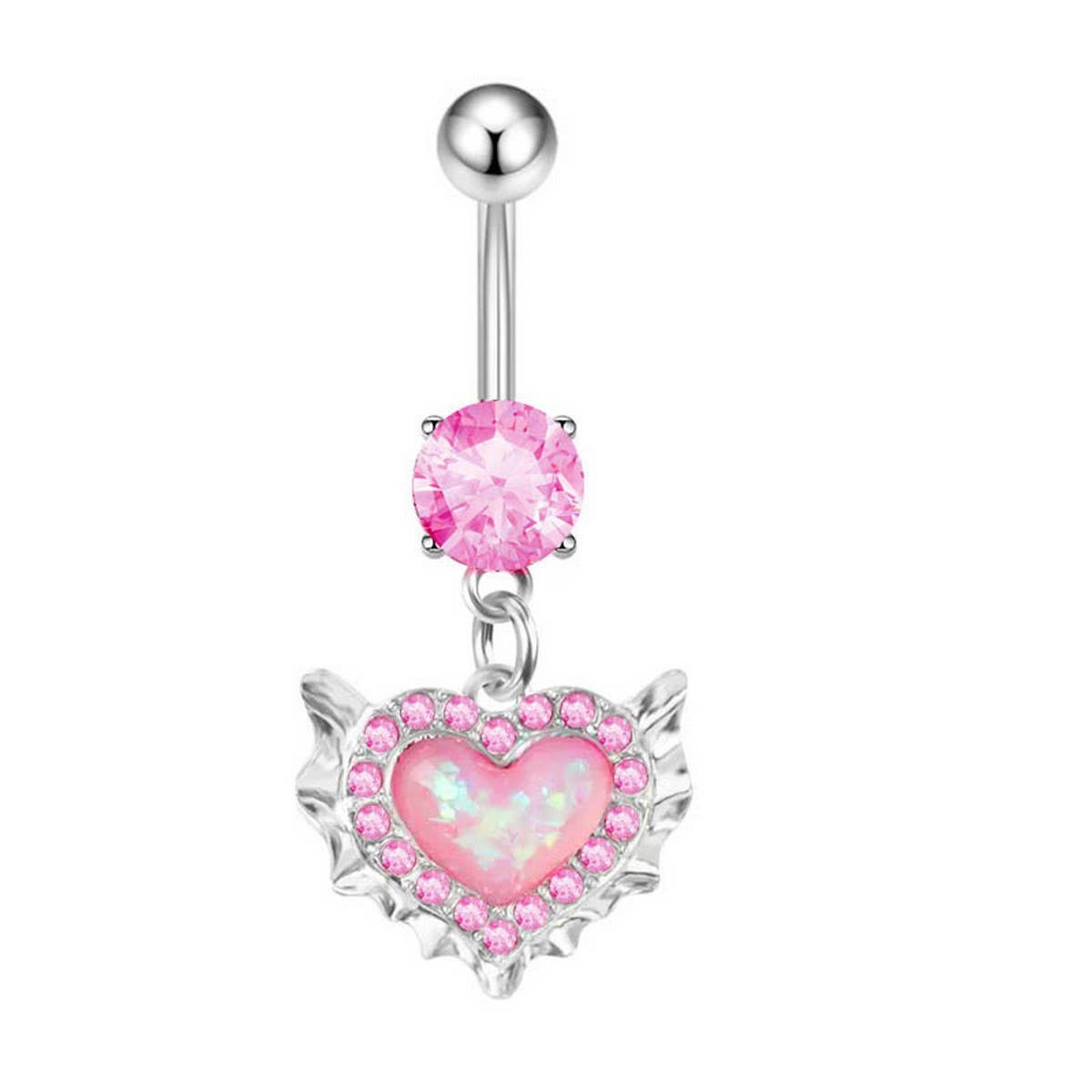 Heart Opal Zircon Belly Button Ring