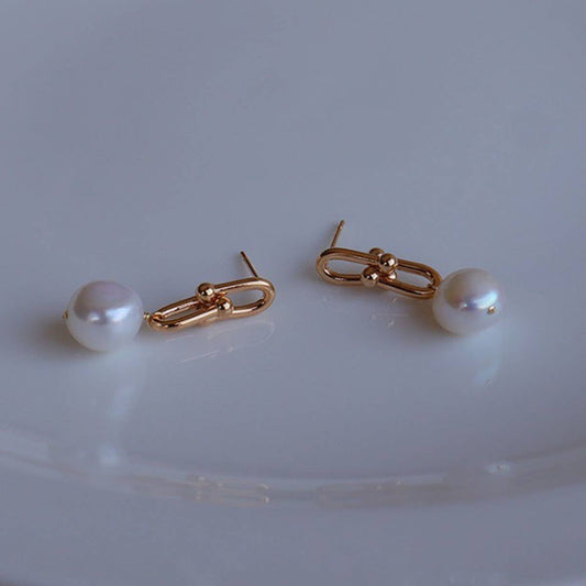 Irregular Baroque freshwater pearl earrings