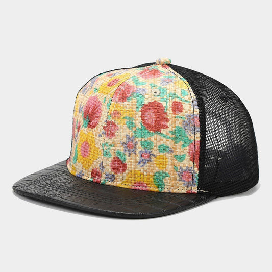 Printed Straw Mesh Baseball Cap, Summer Unisex_CWAH1628