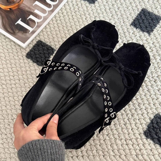 Leather Mary Janes with Bow & 7cm Block Heel_CWSHF0163