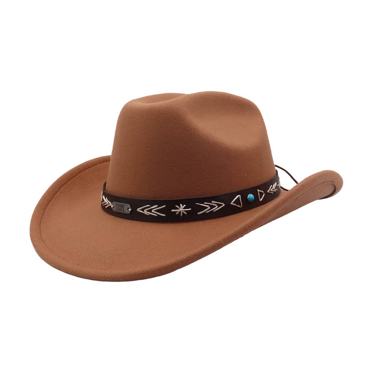 Men & Women Wool Cowboy Fedora Hat Ethnic Style_CWAH04498