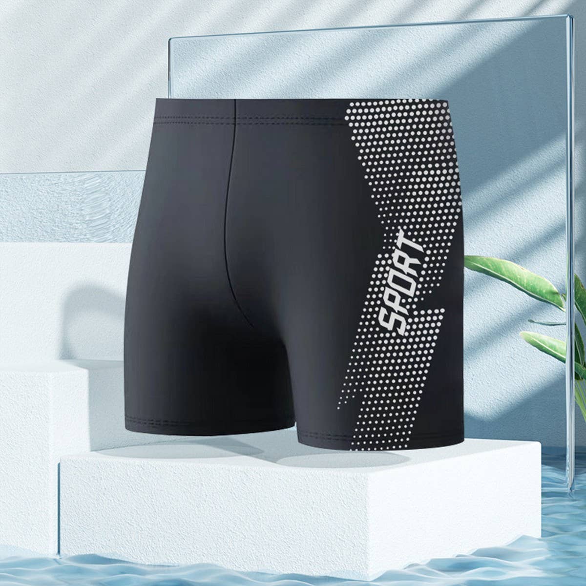 Men's High Waist Quick Dry Swim Trunks Plus Size