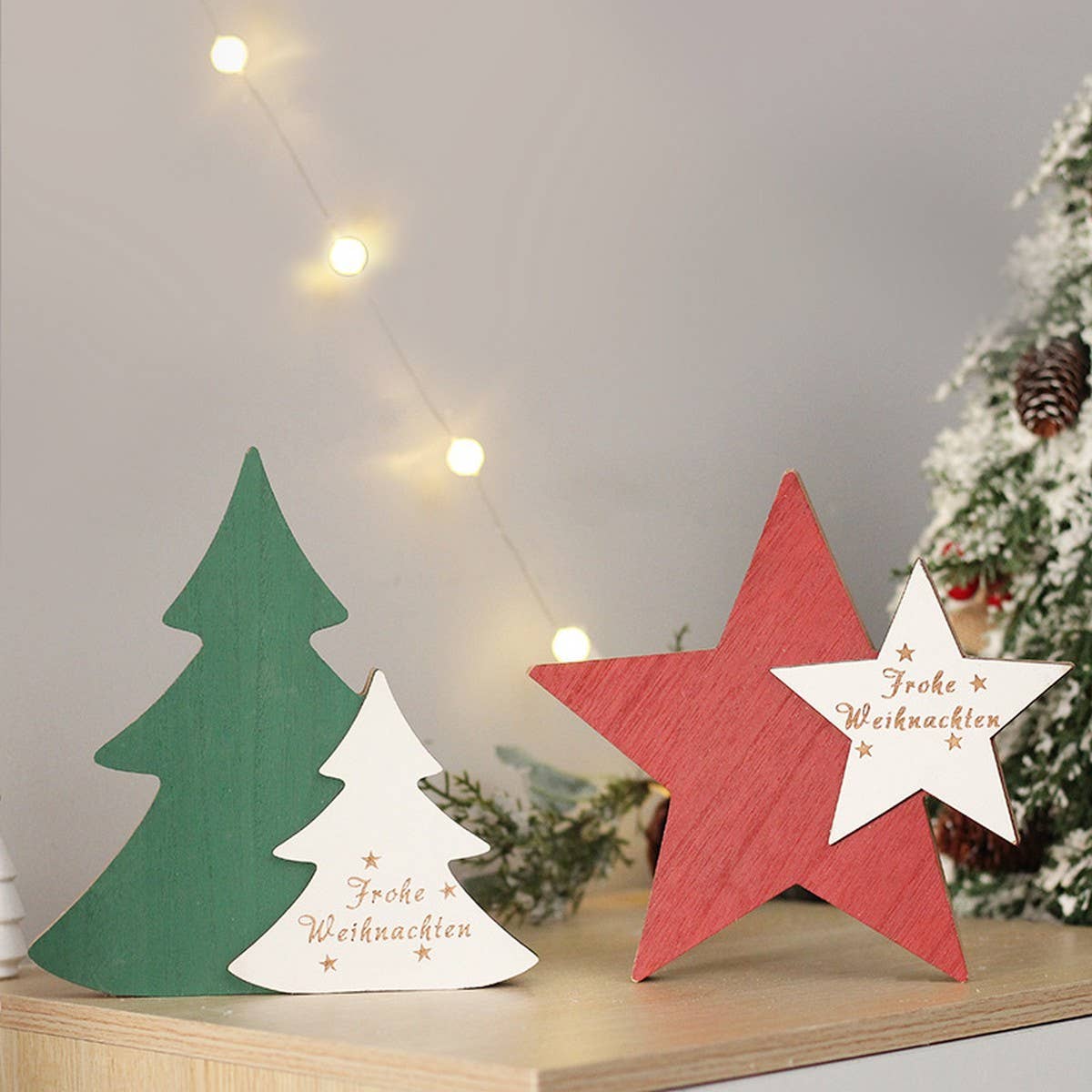 Christmas Two-Tone Painted Wooden Hanging Decor_CWAJE05391