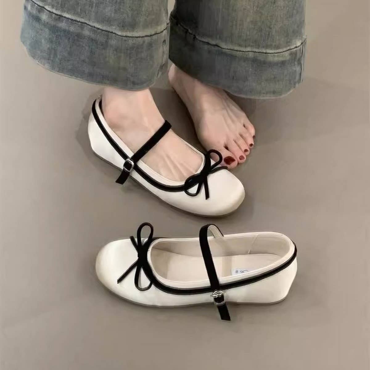 Satin Bow Mary Jane Shoes with Hidden Wedge