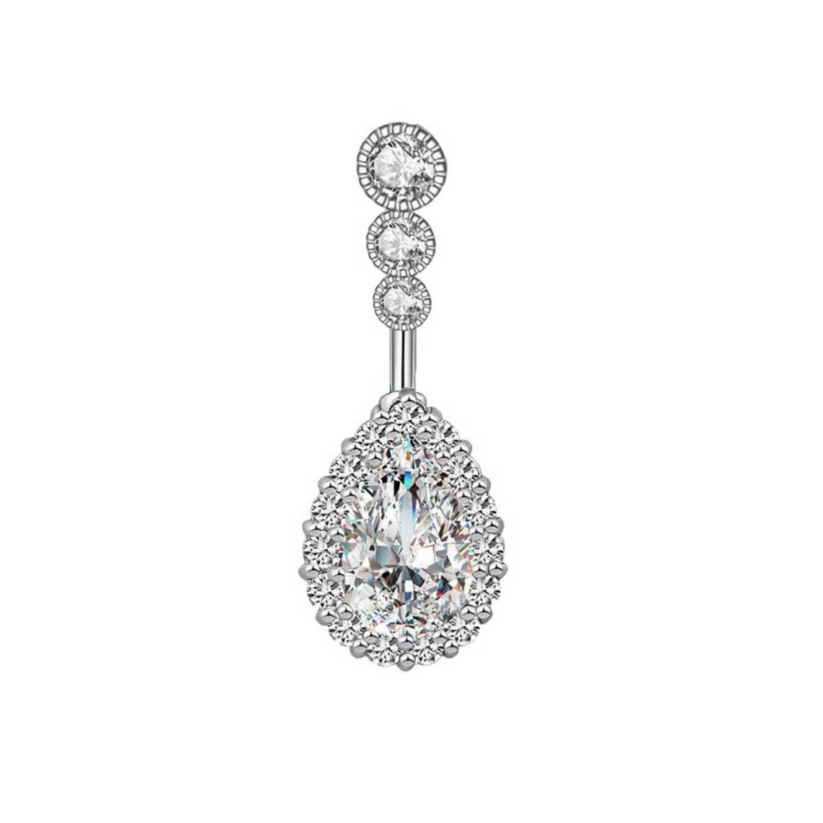 Large Teardrop CZ Belly Ring for Piercing_CWMM9243