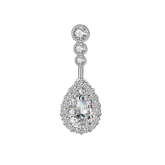 Large Teardrop CZ Belly Ring for Piercing_CWMM9243