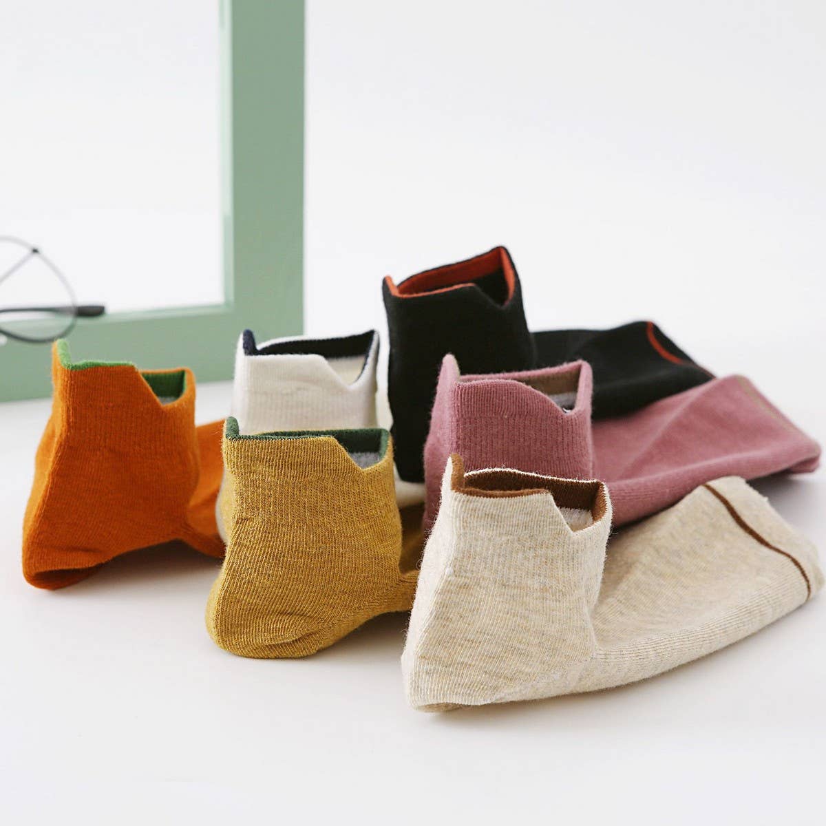 SPRING SOLID COLOR COTTON SOCKS FOR WOMEN_CWMS2043
